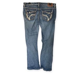 vintage Ariya Low Rise Bootcut Blue Jeans Embellished Pockets Size 10/11 Y2K